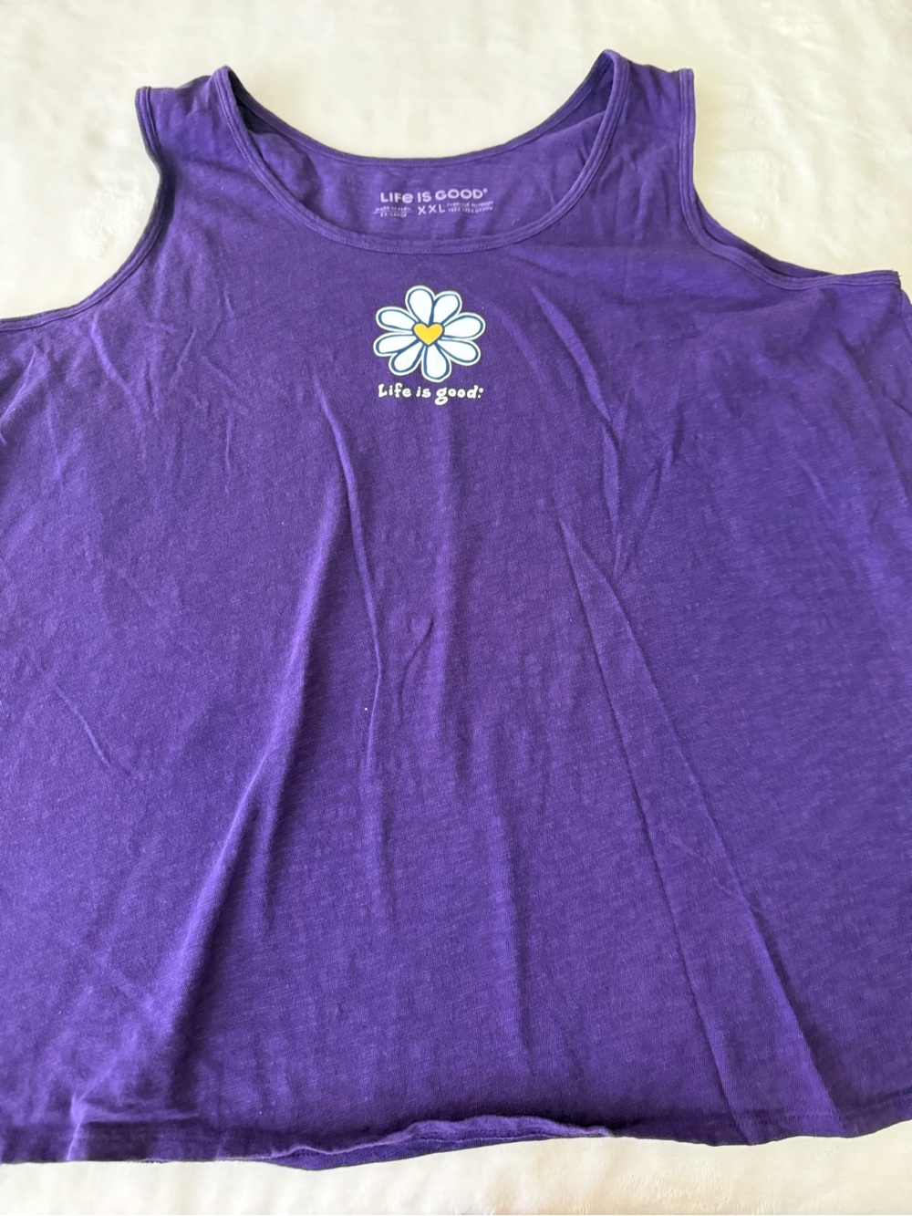 Life is Good Purple Sleeveless White Daisy Top Size XXL D86